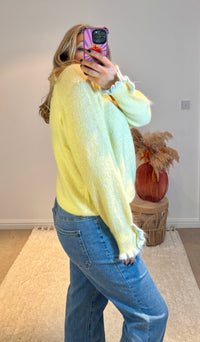 Pretty Frill and Pearl Detail Jumper | Yellow/Baby Blue