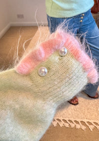 Pretty Frill and Pearl Detail Jumper | Soft Pistachio/Pink