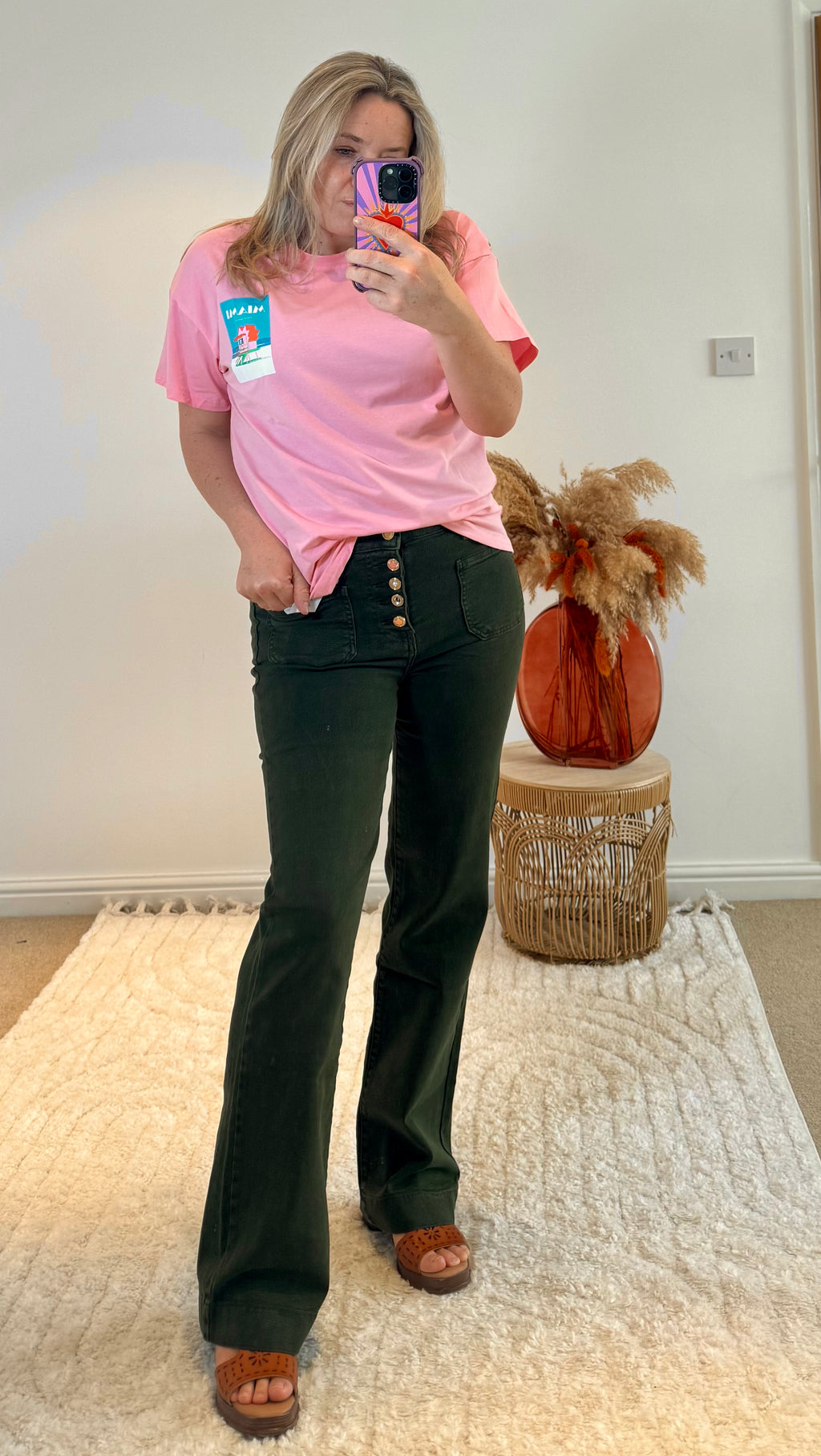 Folyrose Retro Wide Leg Jeans | Dark Khaki