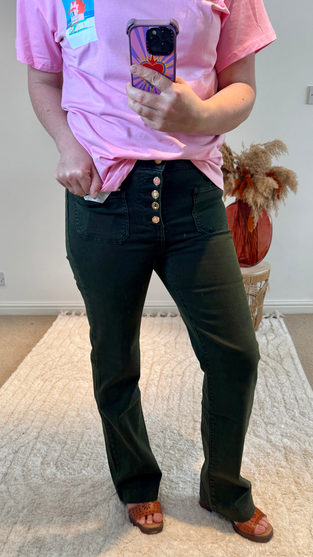 Folyrose Retro Wide Leg Jeans | Dark Khaki