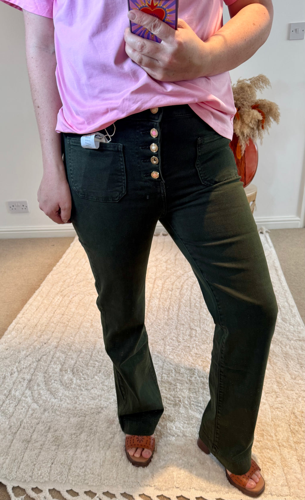 Folyrose Retro Wide Leg Jeans | Dark Khaki