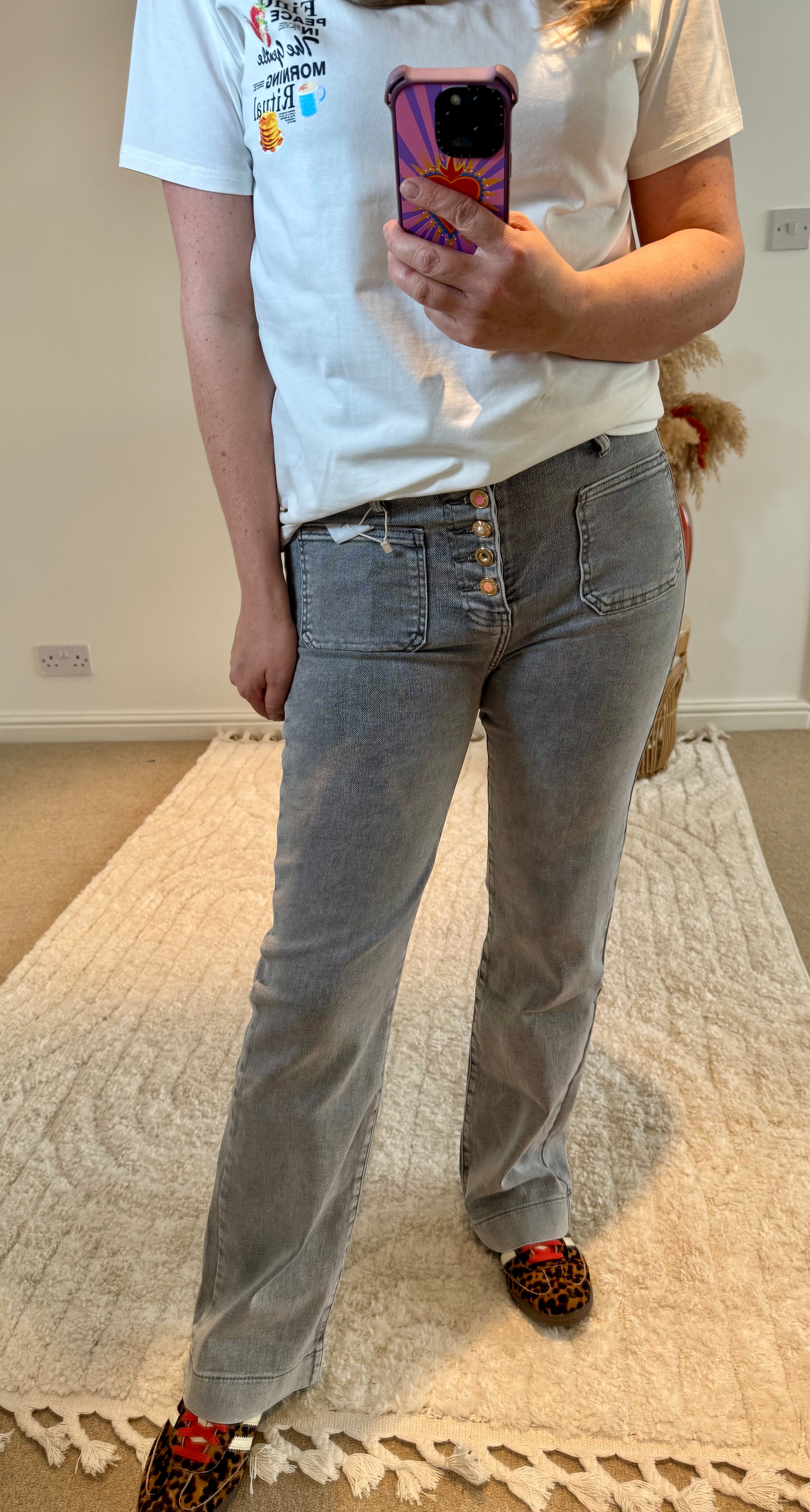 Folyrose Retro Wide Leg Jeans | Stone Wash Light Grey