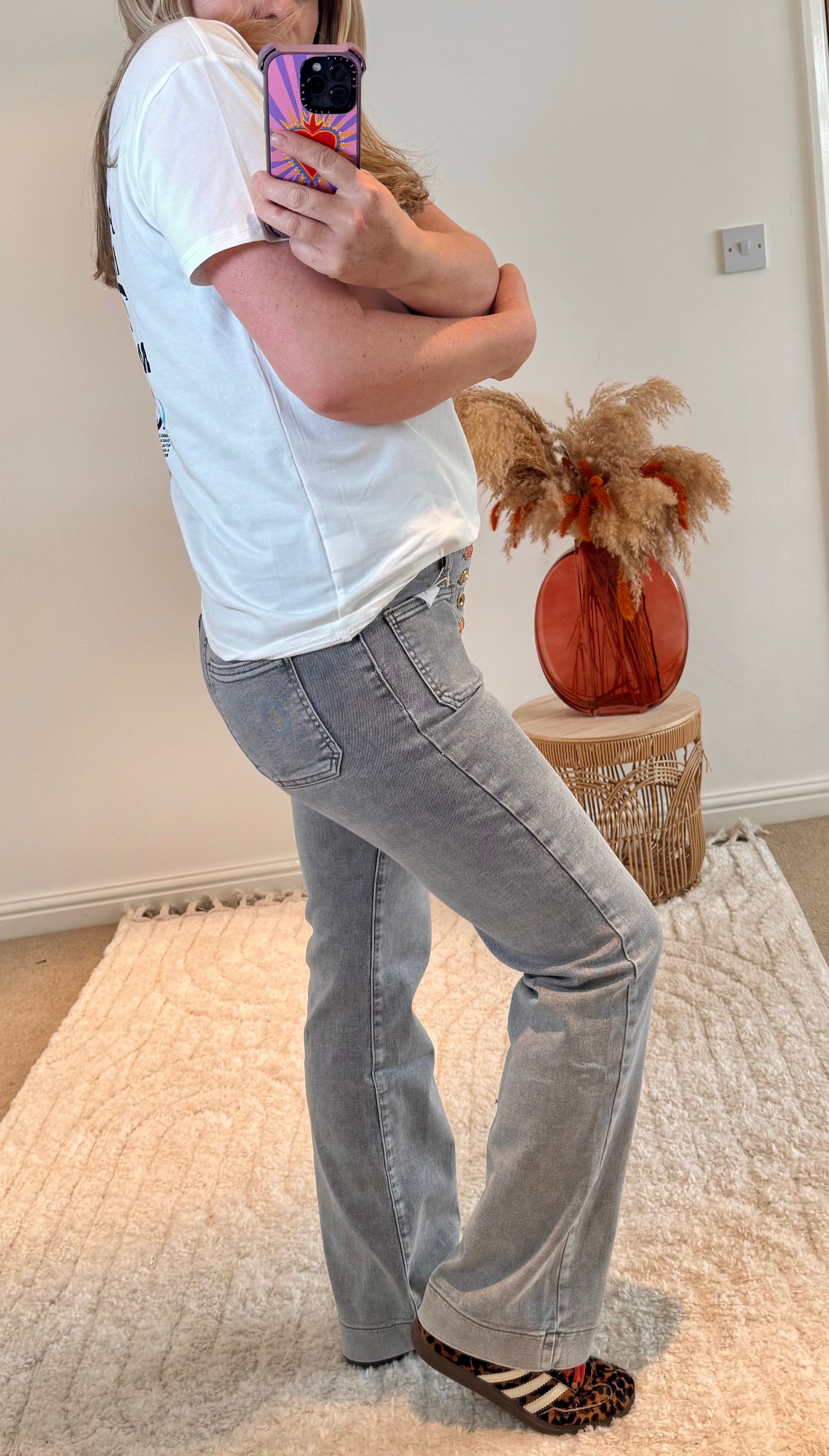 Folyrose Retro Wide Leg Jeans | Stone Wash Light Grey