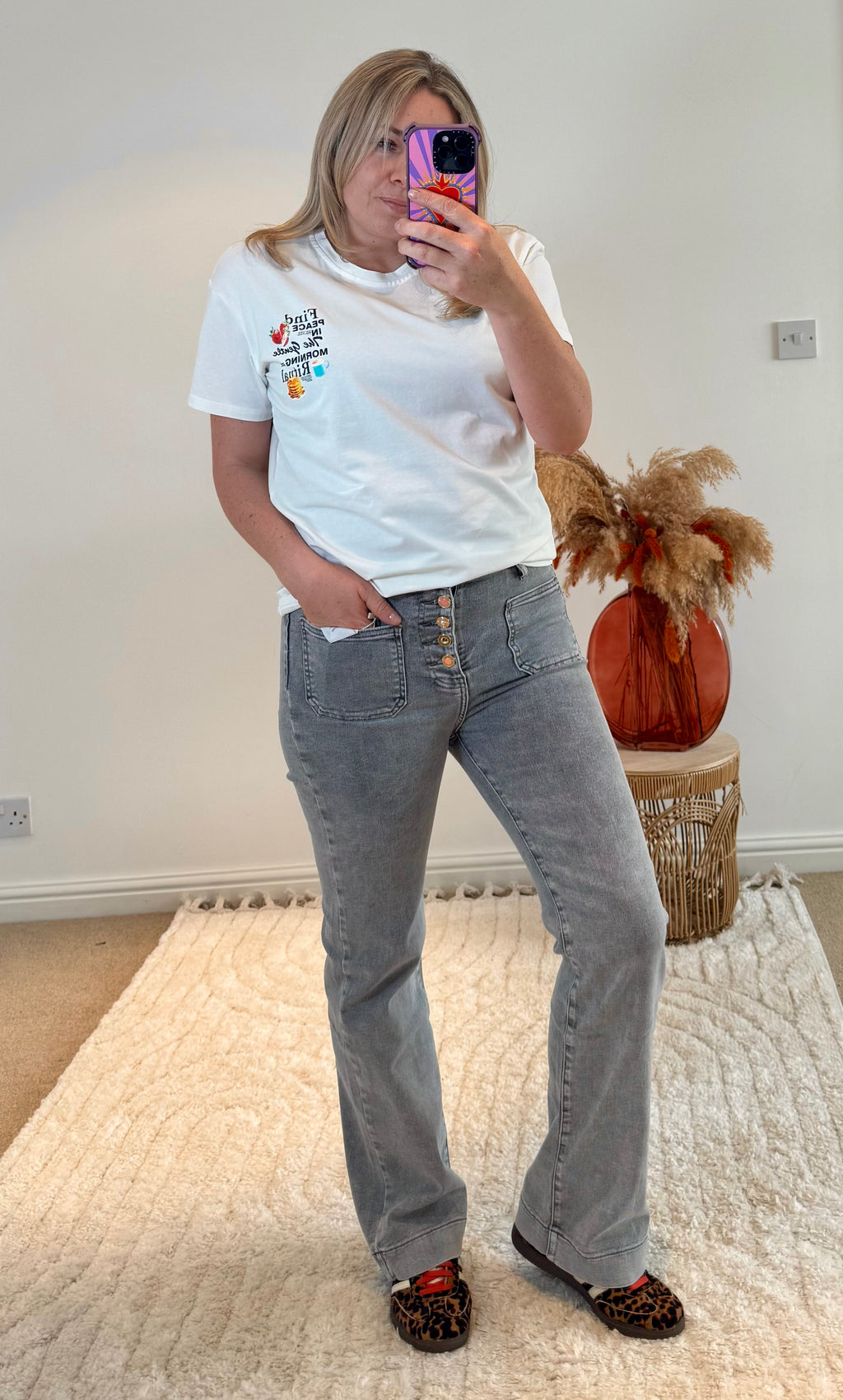 Folyrose Retro Wide Leg Jeans | Stone Wash Light Grey