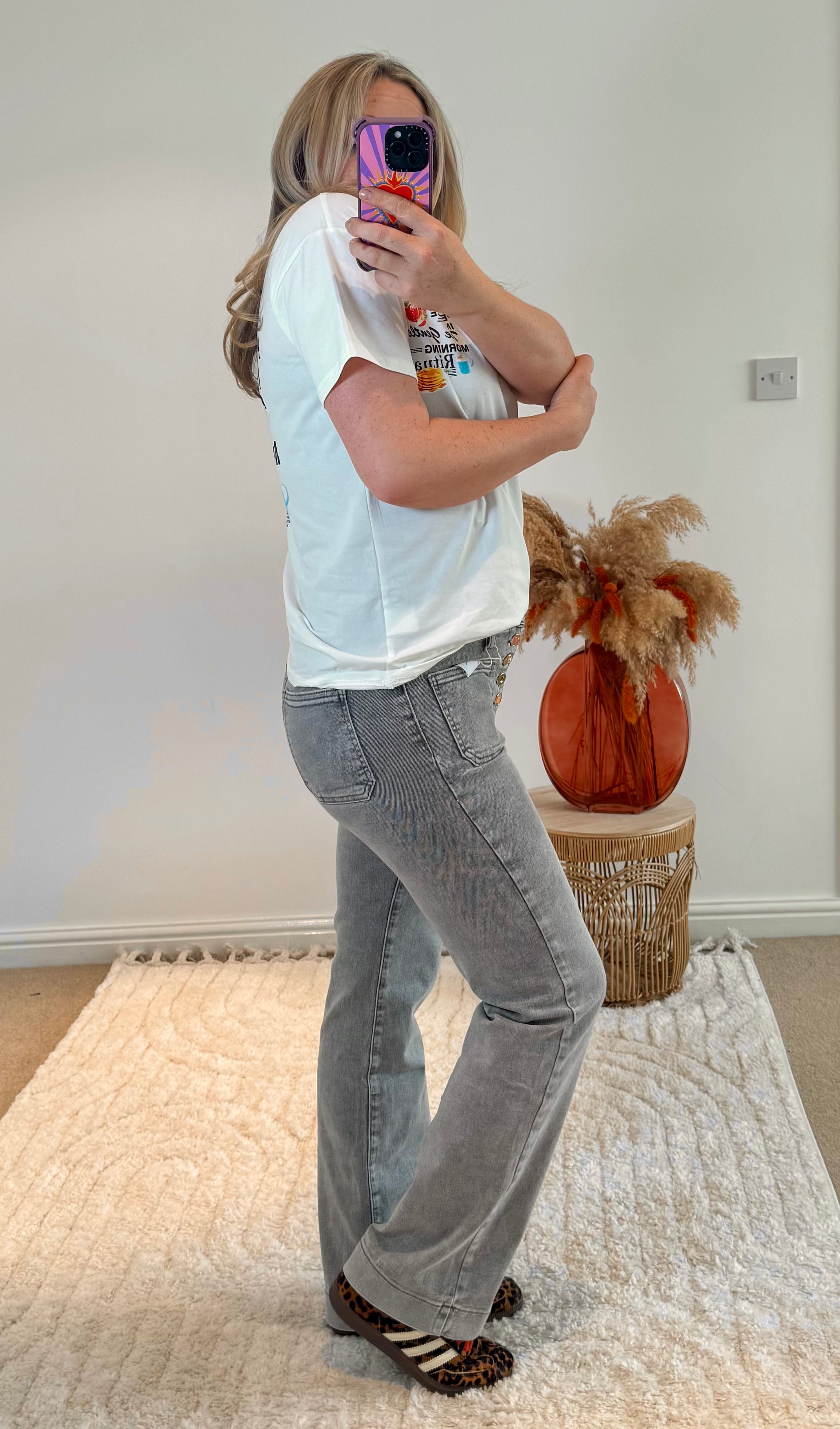 Folyrose Retro Wide Leg Jeans | Stone Wash Light Grey