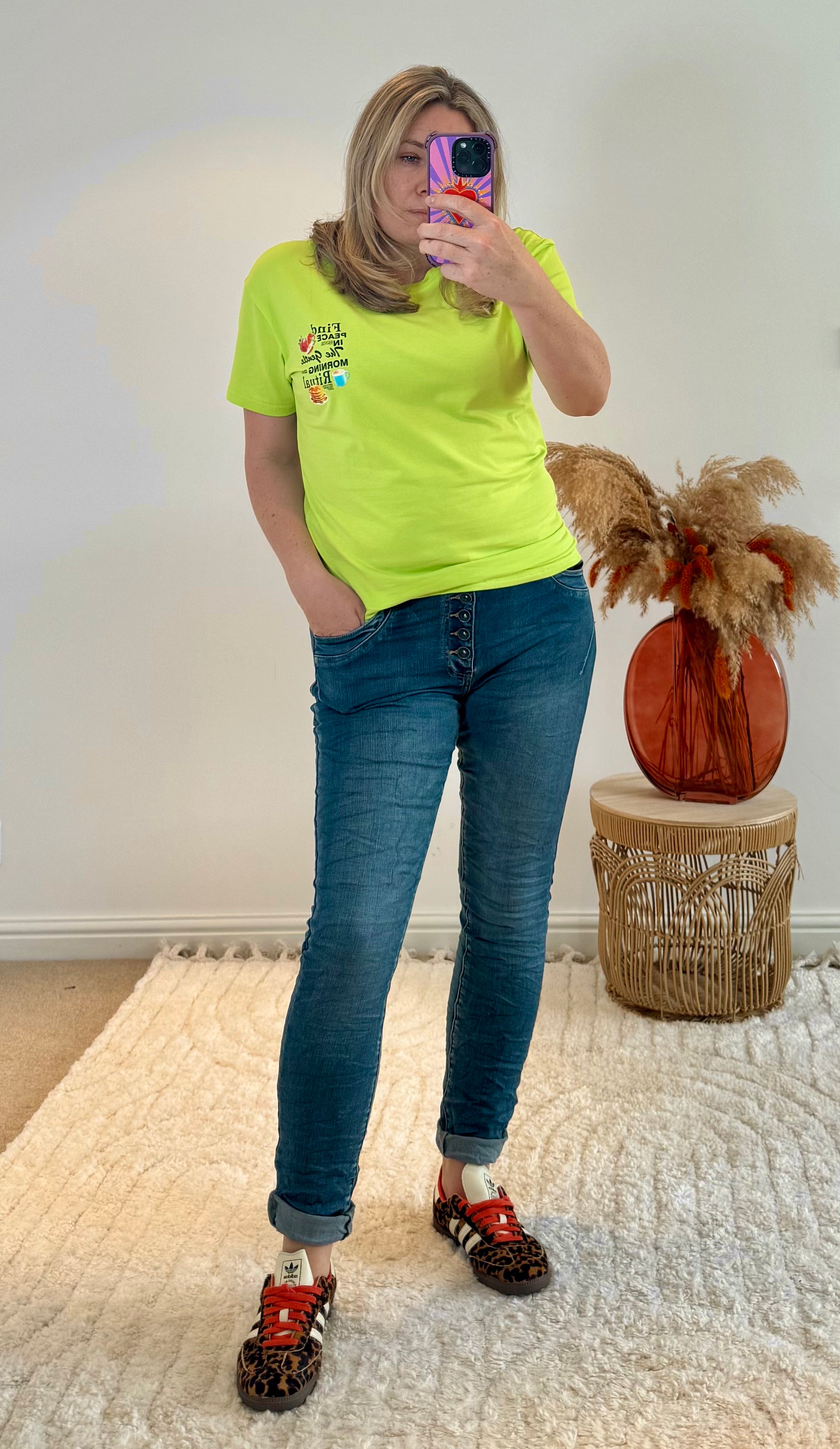 Slim Leg Crinkle Effect Exposed Button Jeans | Blue