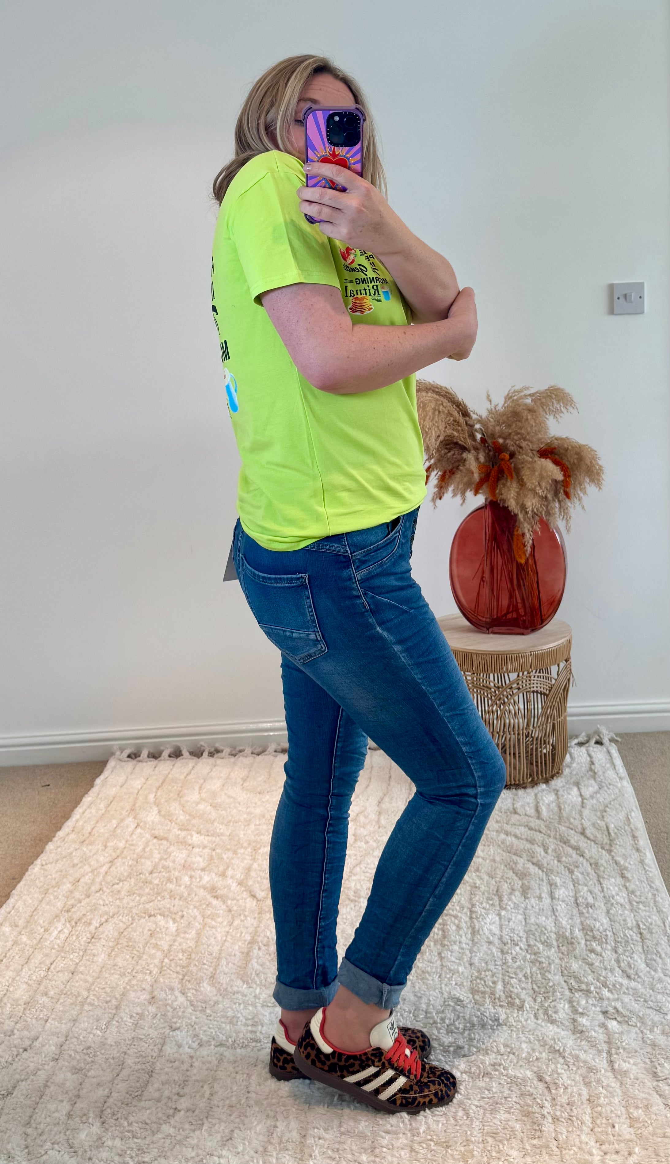 Slim Leg Crinkle Effect Exposed Button Jeans | Blue