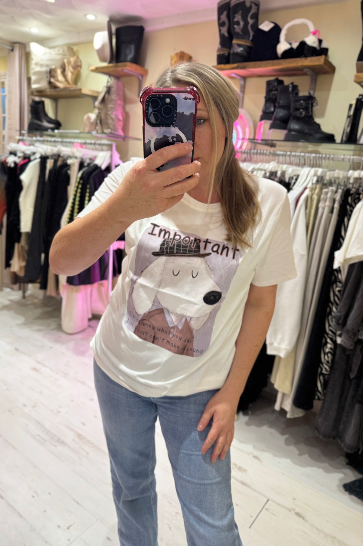 Dapper Dog Graphic Print Tee | Off White