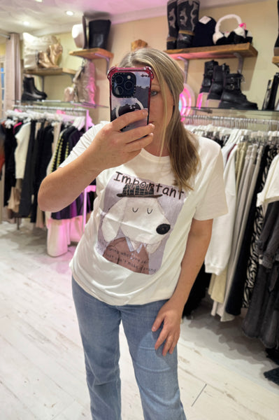 Dapper Dog Graphic Print Tee | Off White
