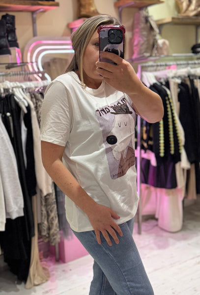 Dapper Dog Graphic Print Tee | Off White