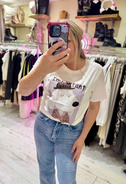 Dapper Dog Graphic Print Tee | Off White