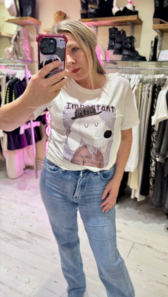 Dapper Dog Graphic Print Tee | Off White