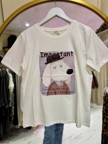 Dapper Dog Graphic Print Tee | Off White
