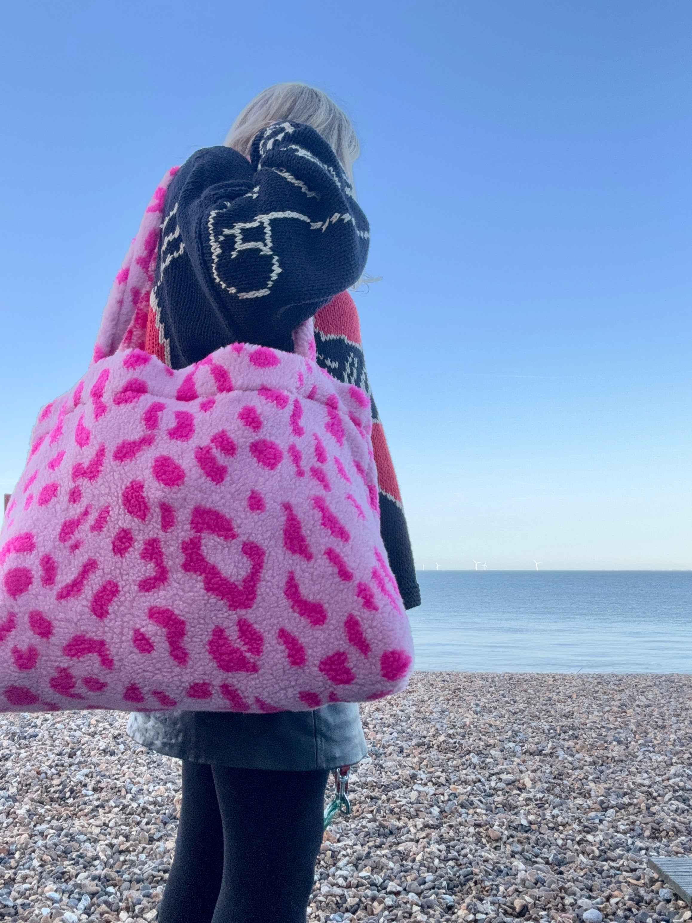 Large Leopard Teddy Tote Bag | Pink Multi