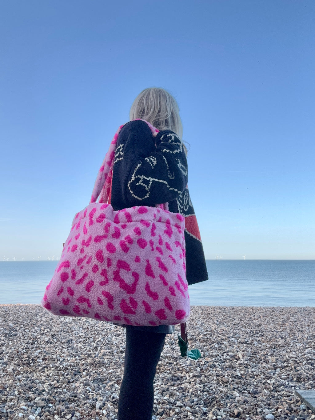 Large Leopard Teddy Tote Bag | Pink Multi