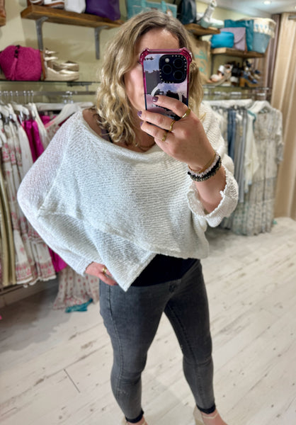 Rory Cotton Knit Wrap Front Jumper | Ivory