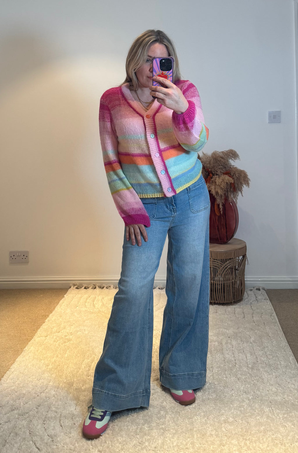 Rainbow Stripe Lightweight Knit Cardigan | Multi