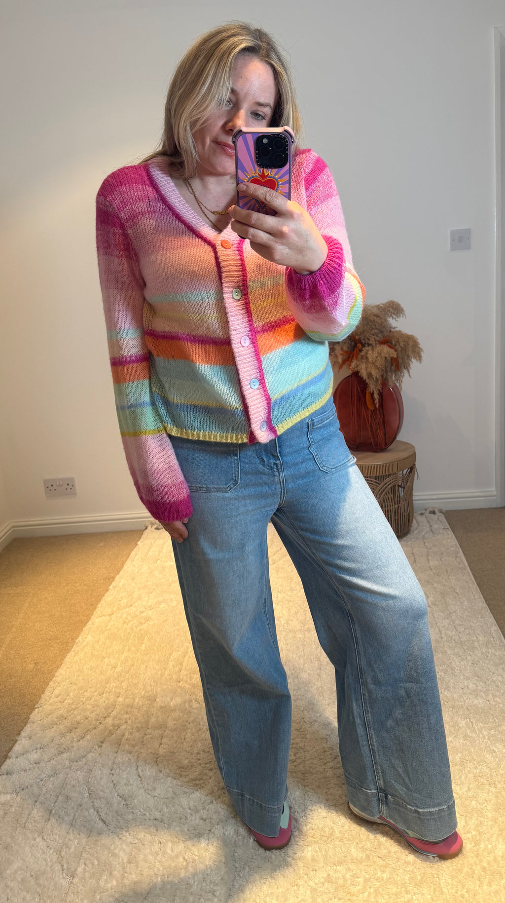 Rainbow Stripe Lightweight Knit Cardigan | Multi