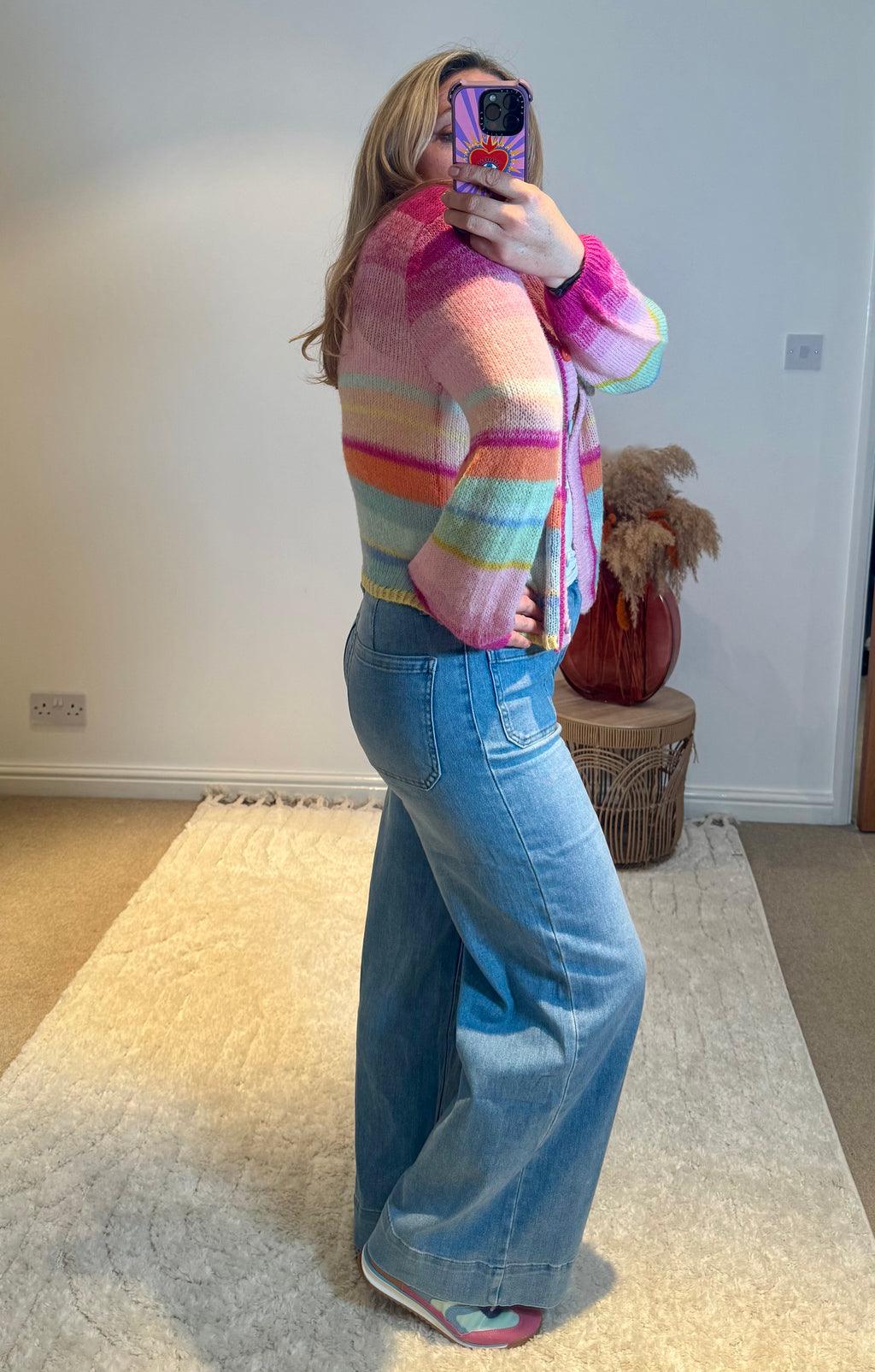 Rainbow Stripe Lightweight Knit Cardigan | Multi