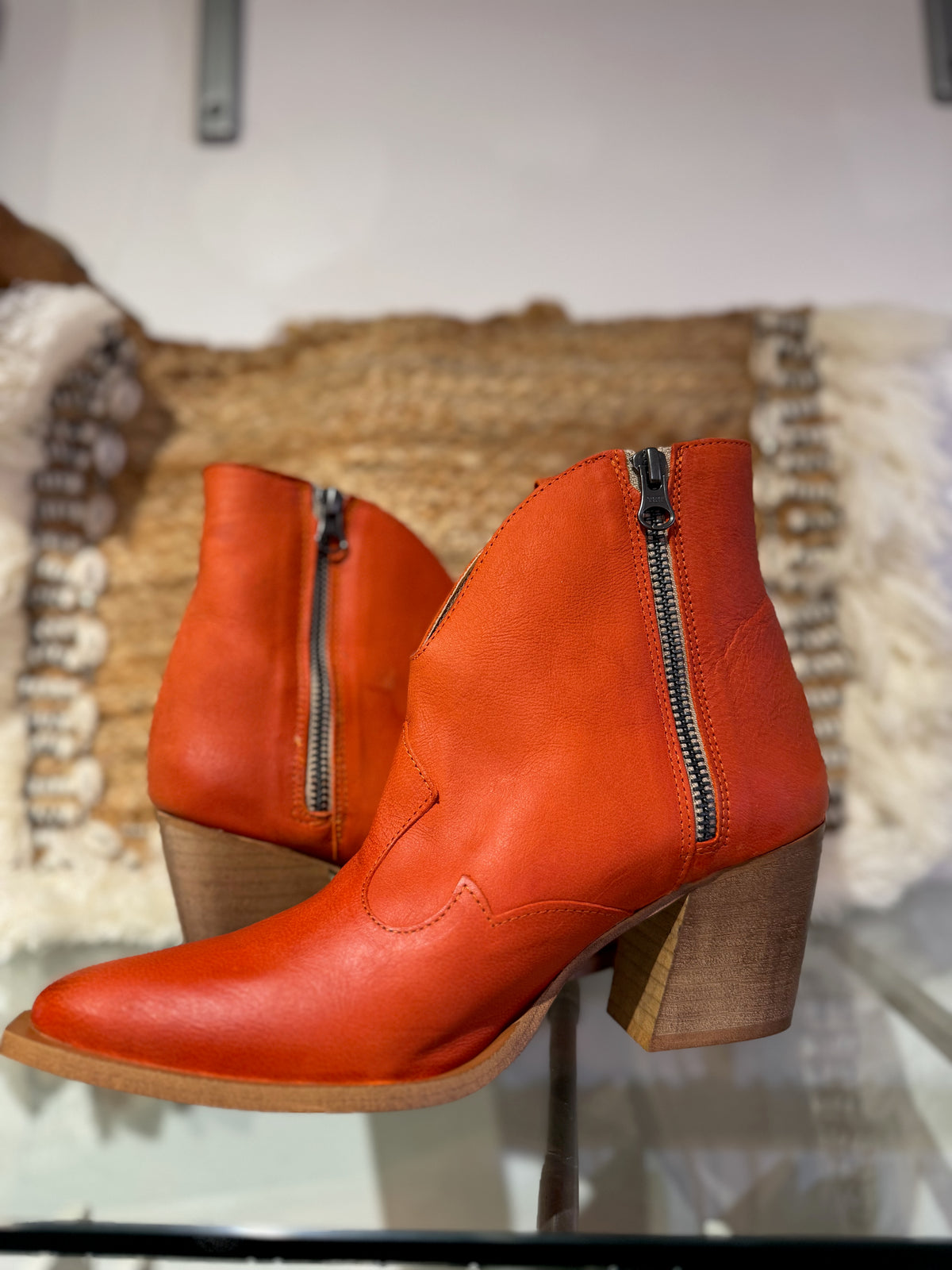 Nubuck Heeled Short Cowboy Boot | 06106 | Orange