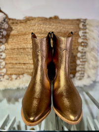 Metallic Leather Short Cowboy Boot | 05810 | Deep Gold