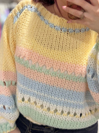 Pastel Chunky Knit Striped Sweater | Pastel Mix