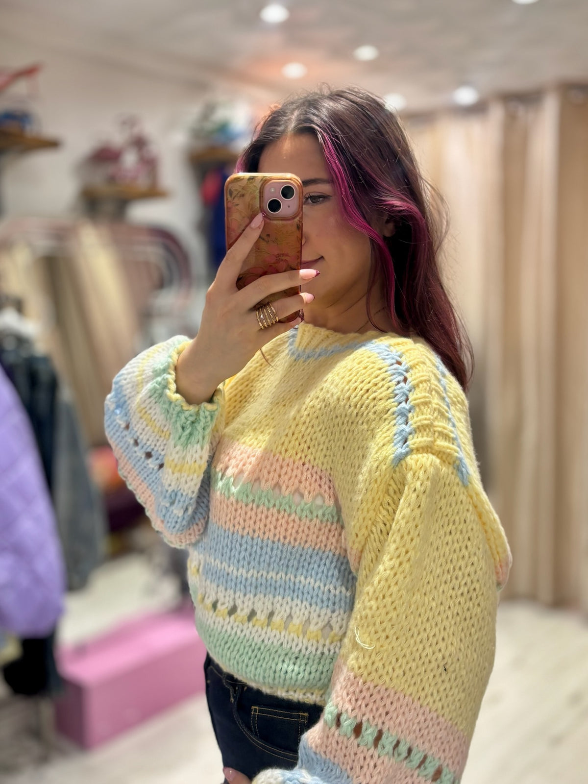 Pastel Chunky Knit Striped Sweater | Pastel Mix