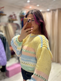Pastel Chunky Knit Striped Sweater | Pastel Mix