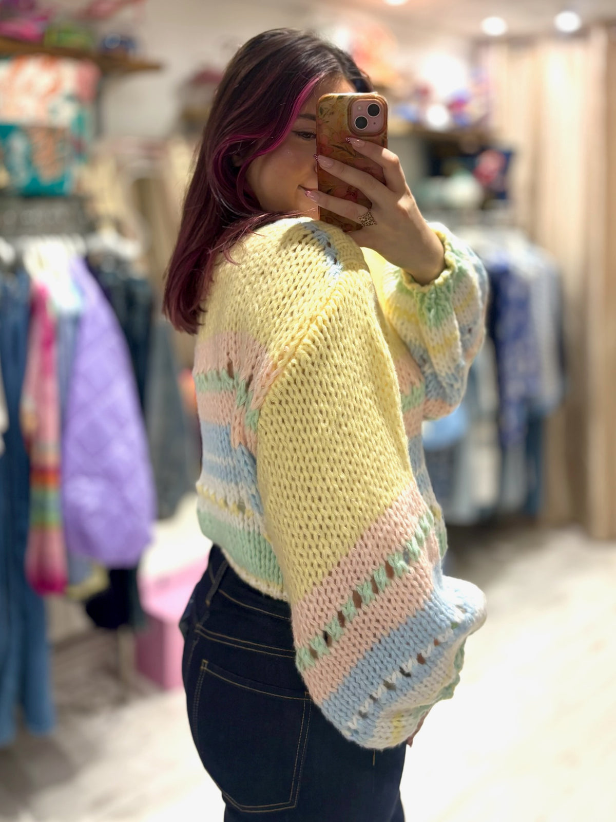 Pastel Chunky Knit Striped Sweater | Pastel Mix