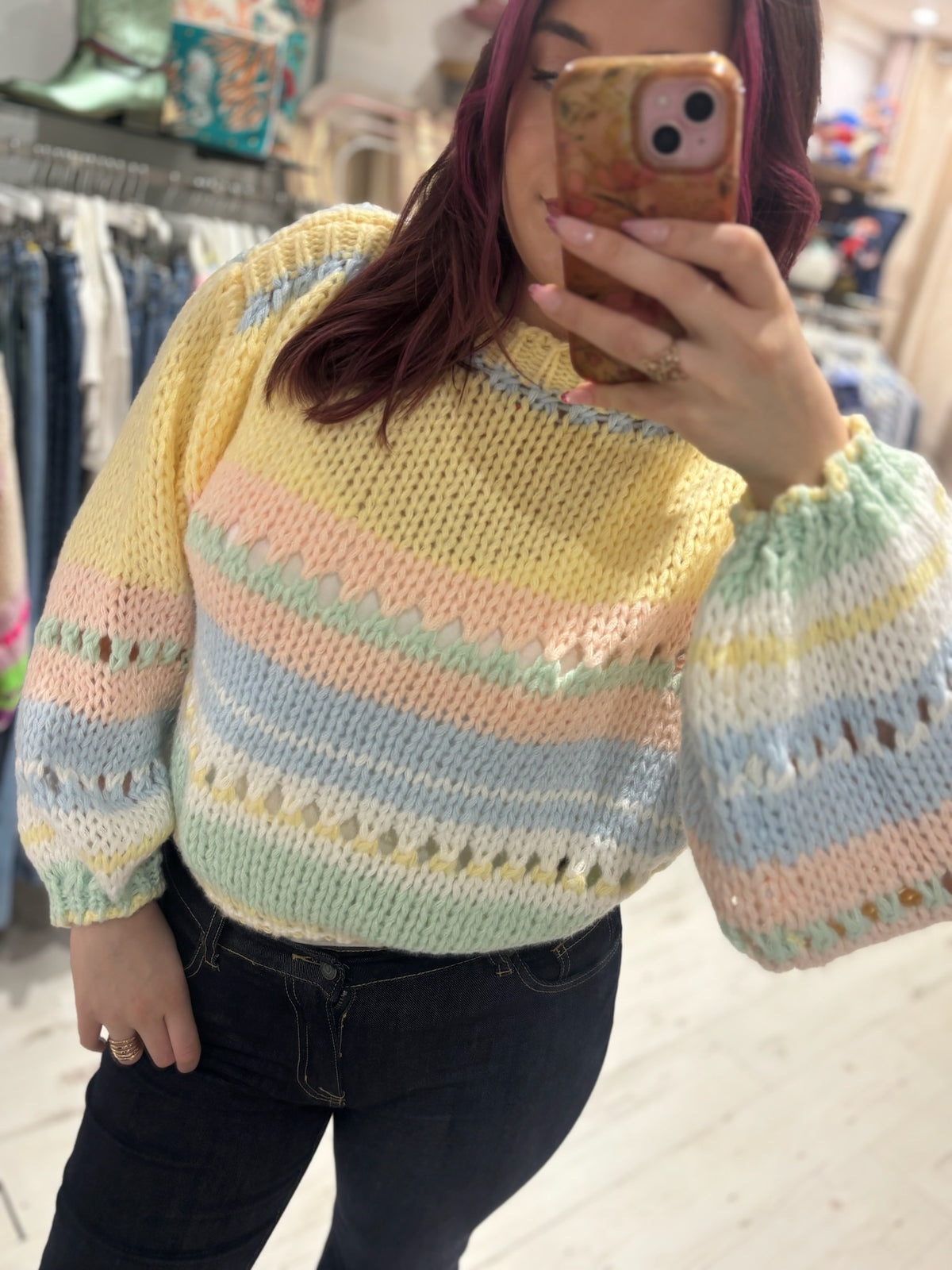 Pastel Chunky Knit Striped Sweater | Pastel Mix