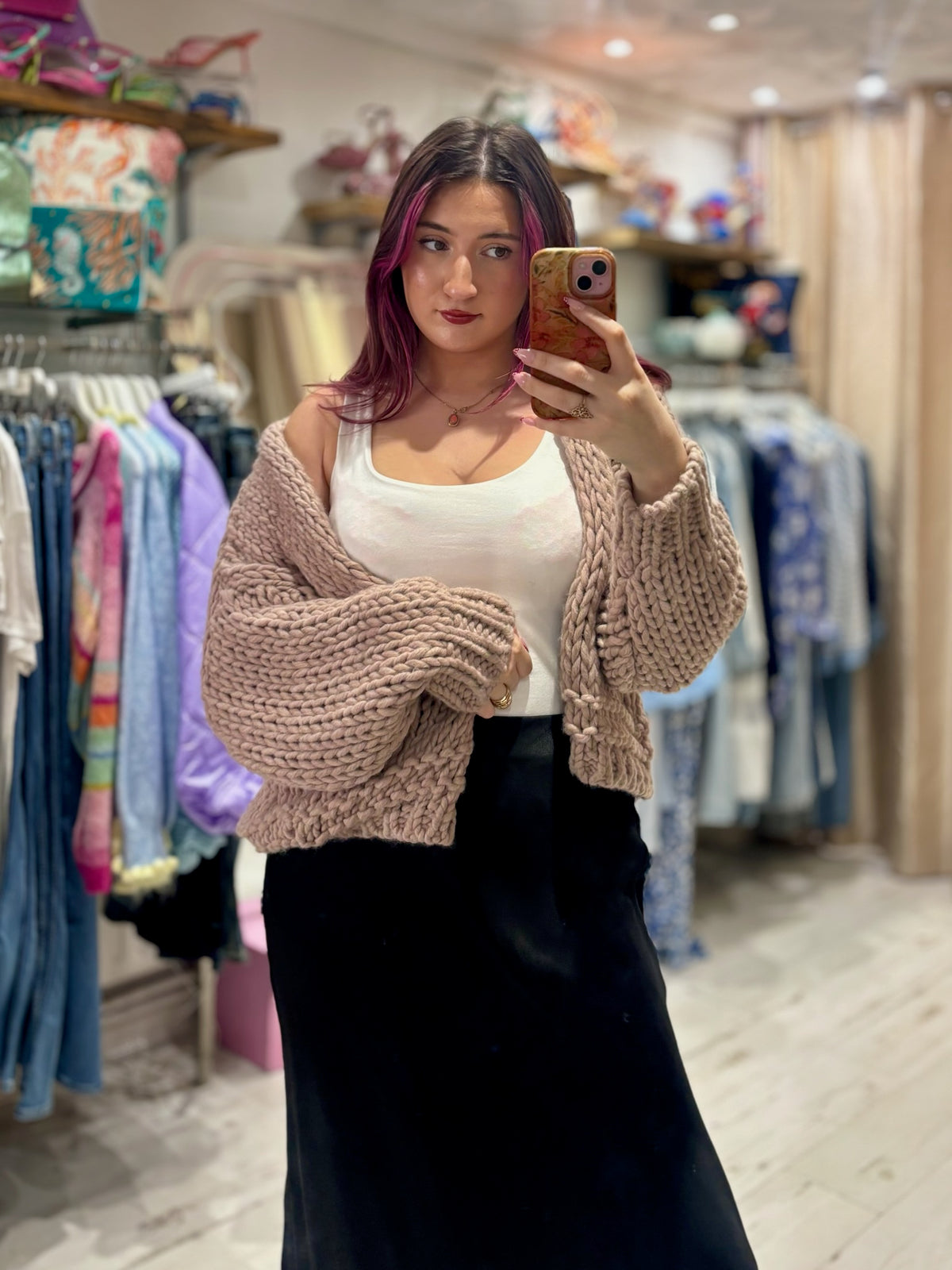 Premium Chunky Knit Cardigan | Taupe