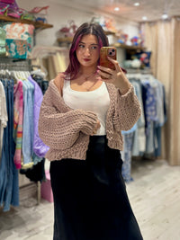 Premium Chunky Knit Cardigan | Taupe