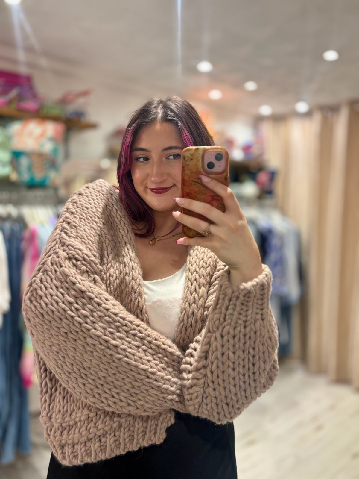 Premium Chunky Knit Cardigan | Taupe
