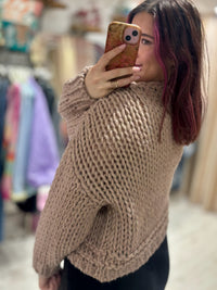 Premium Chunky Knit Cardigan | Taupe