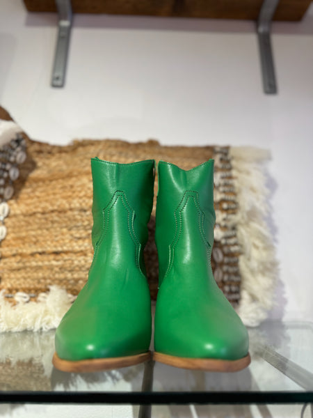 Leather Short Cowboy Boot | 05810 | Bright Green