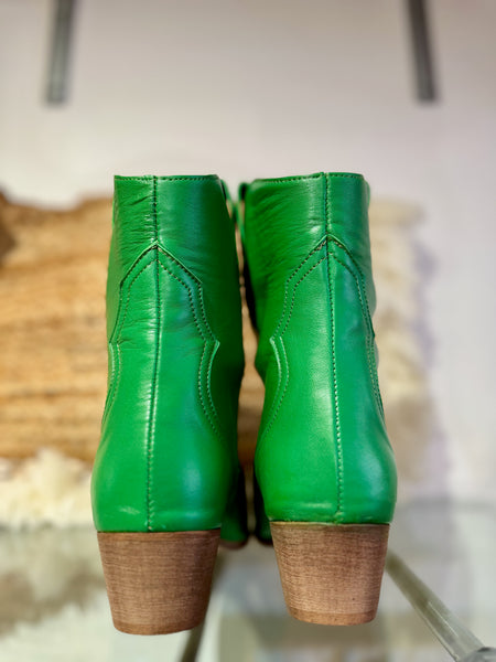 Leather Short Cowboy Boot | 05810 | Bright Green