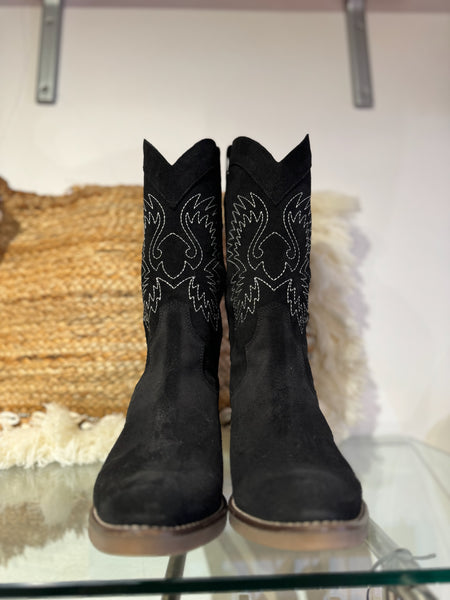 Classic Suede Tall Cowboy Boot | Black