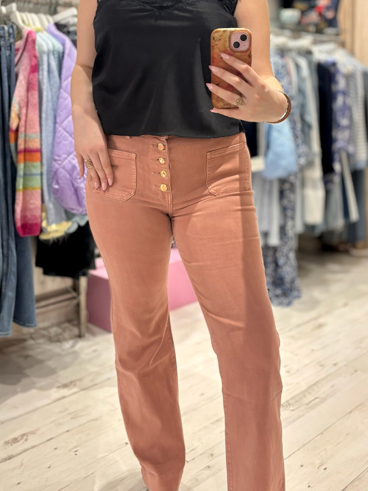 Folyrose Retro Wide Leg Jeans | Dusky Pink
