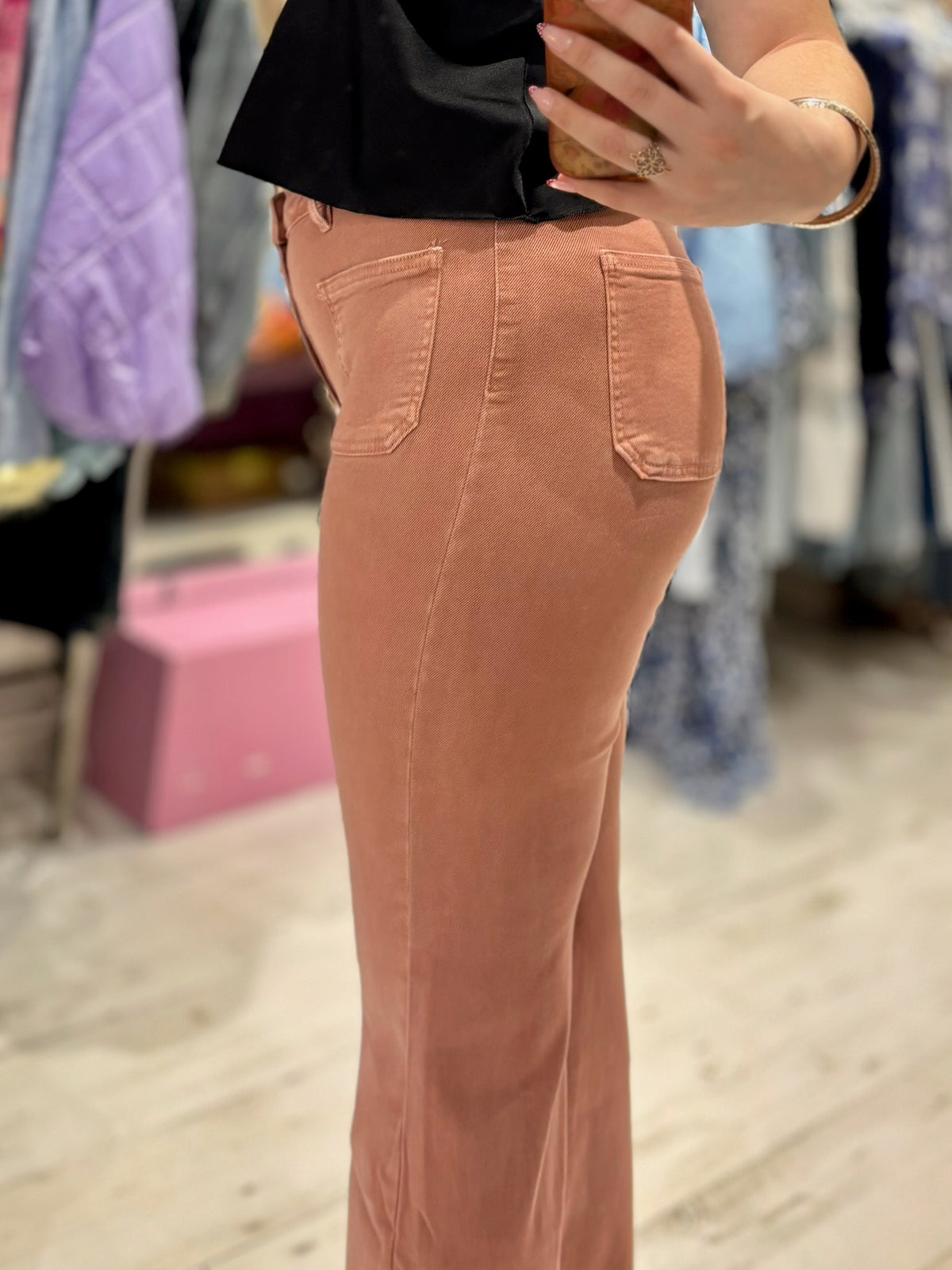 Folyrose Retro Wide Leg Jeans | Dusky Pink