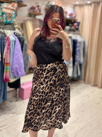 Aurora Satin Skirt | Leopard Print