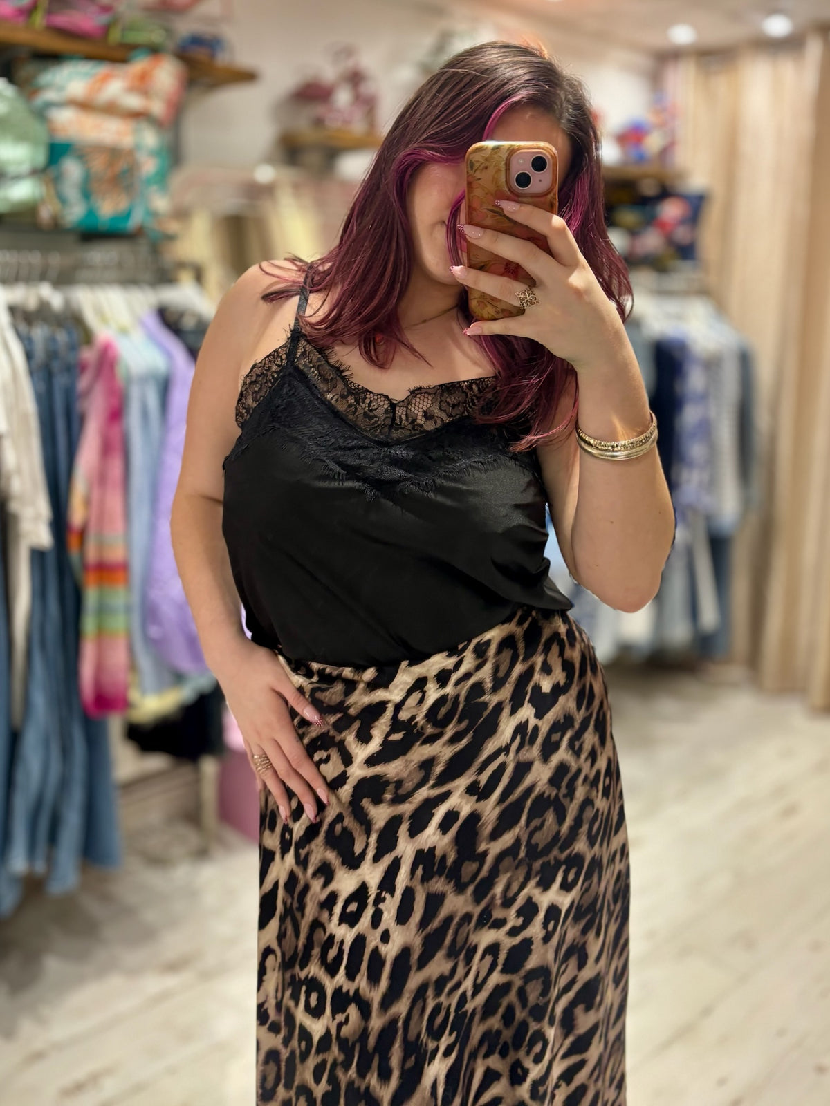 Aurora Satin Skirt | Leopard Print