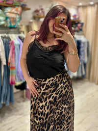 Aurora Satin Skirt | Leopard Print