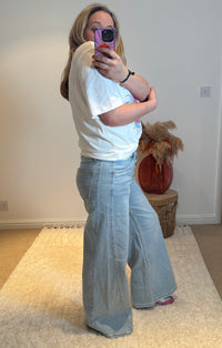 Toxik3 Wide Leg Stretch Jeans with Rhinestone Buttons | Light Wash
