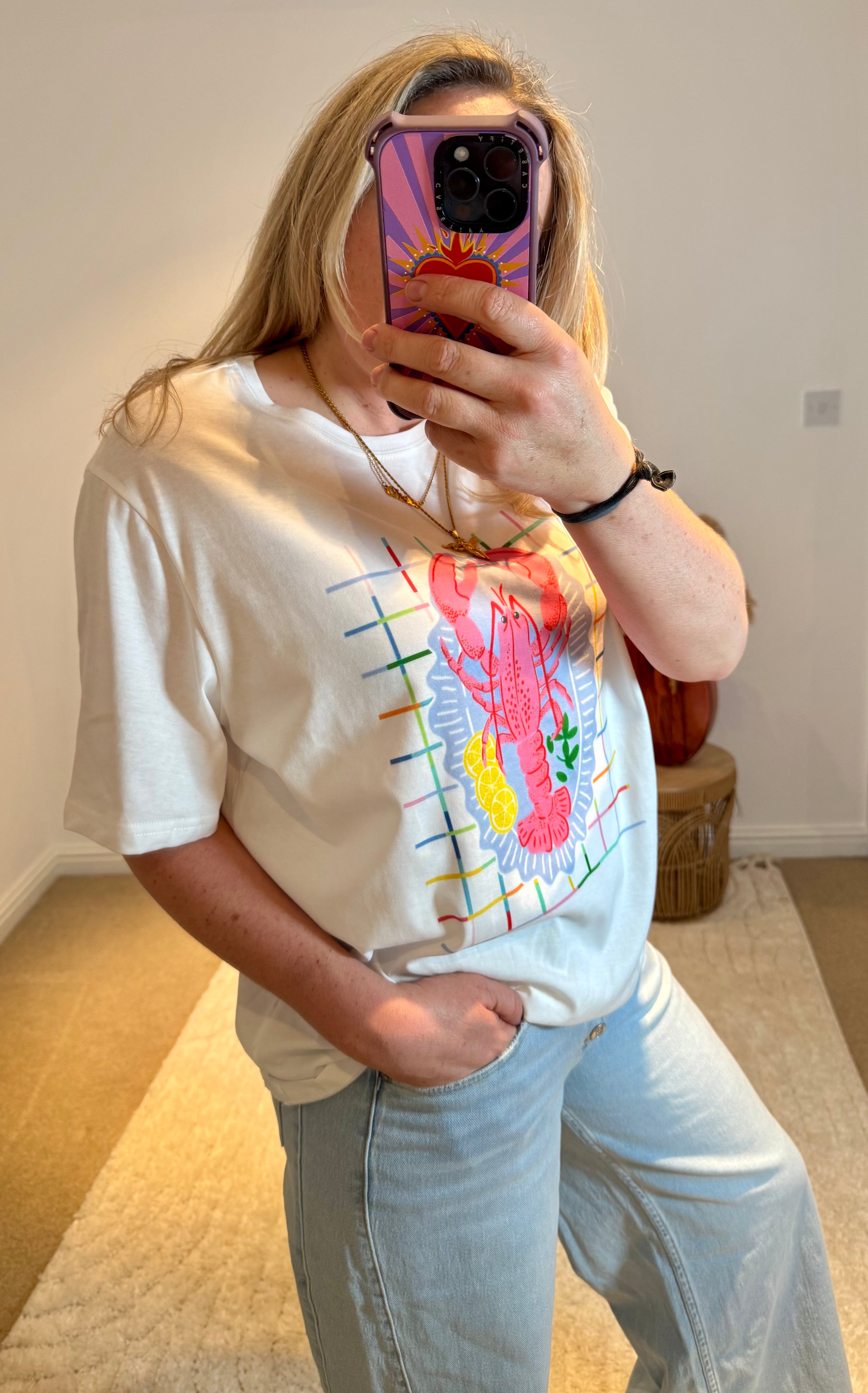 Lobster Graphic Print T-shirt | White