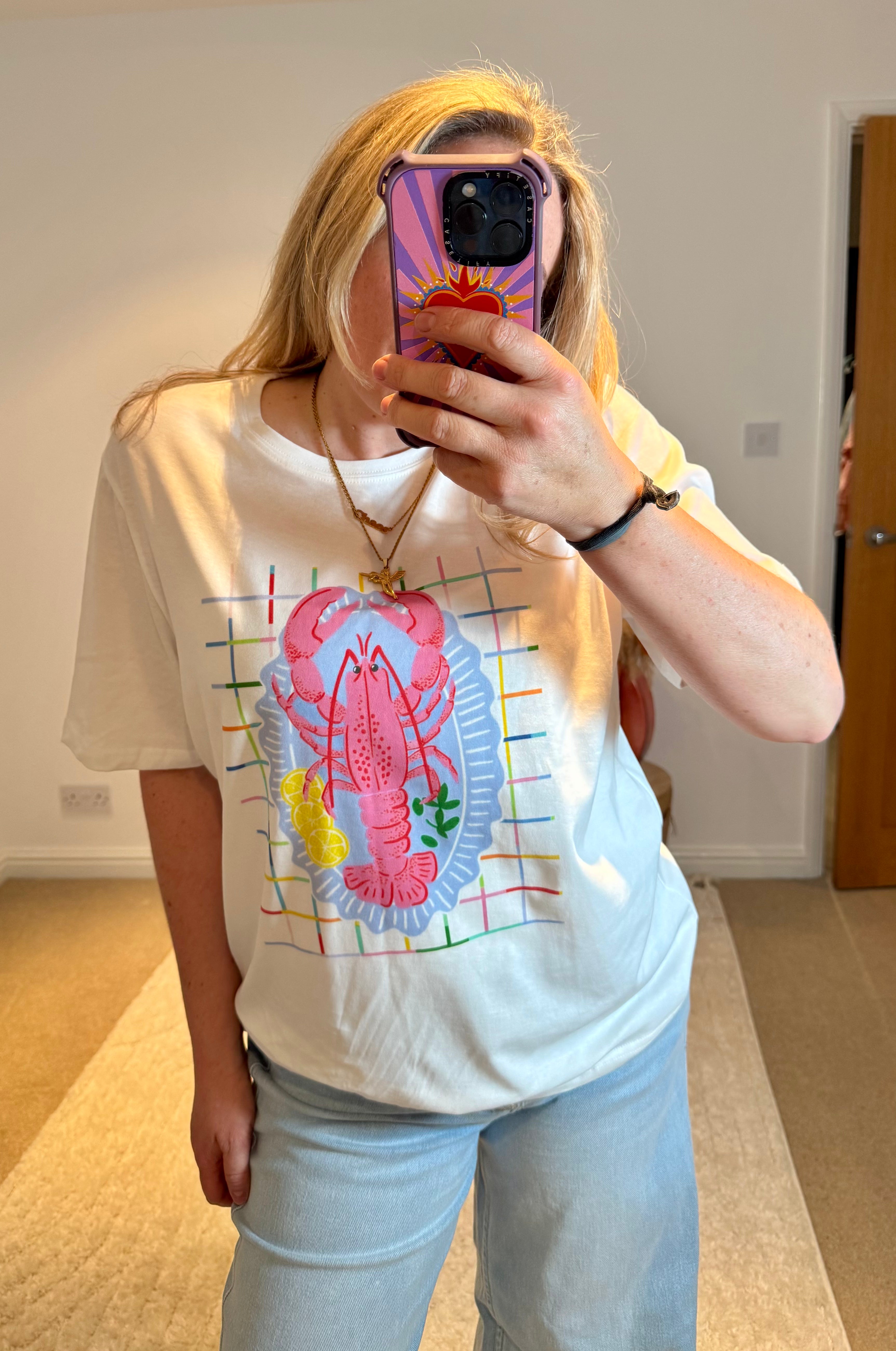 Lobster Graphic Print T-shirt | White