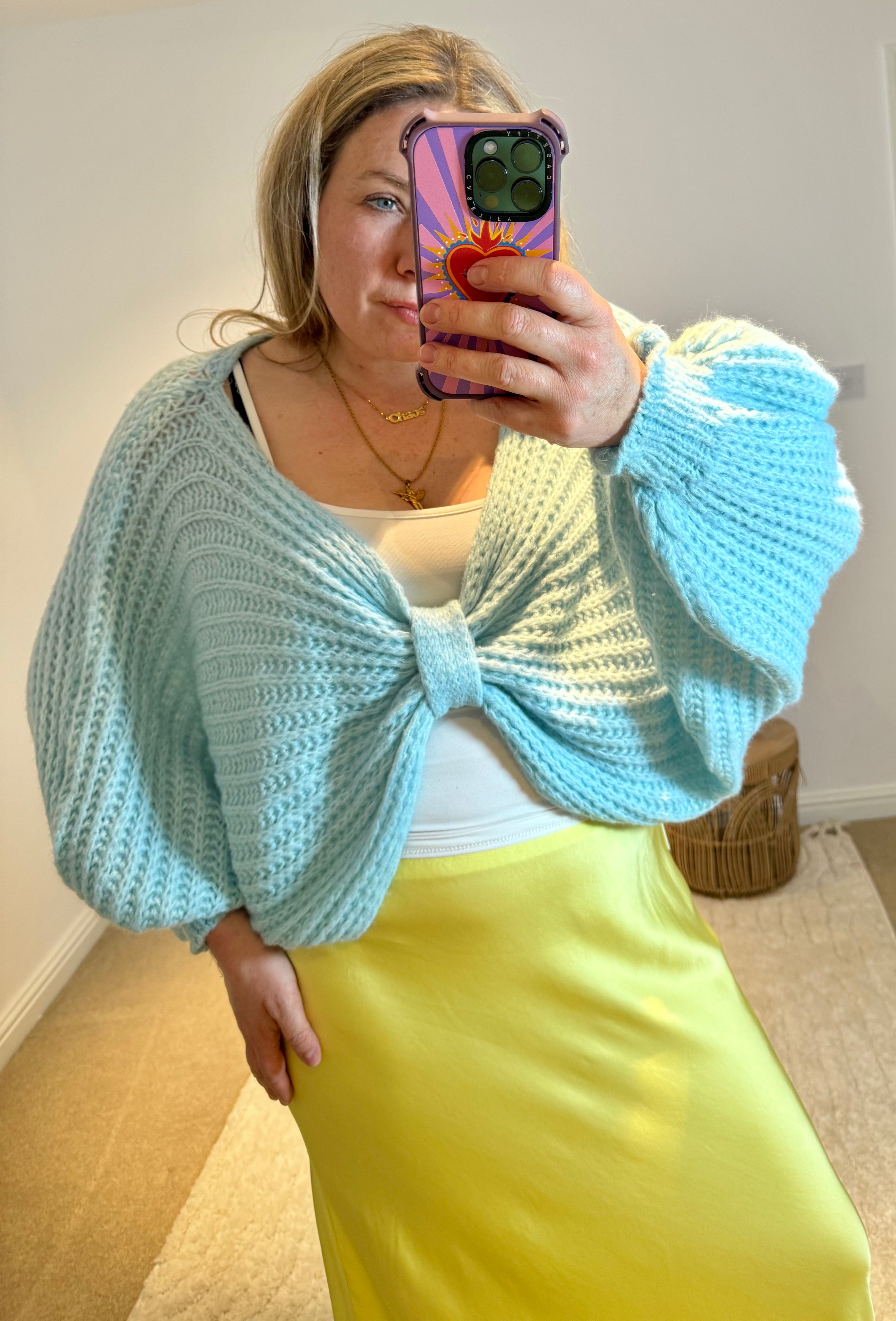 Knot Front Cropped Jumper | Sky Blue