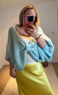 Knot Front Cropped Jumper | Sky Blue