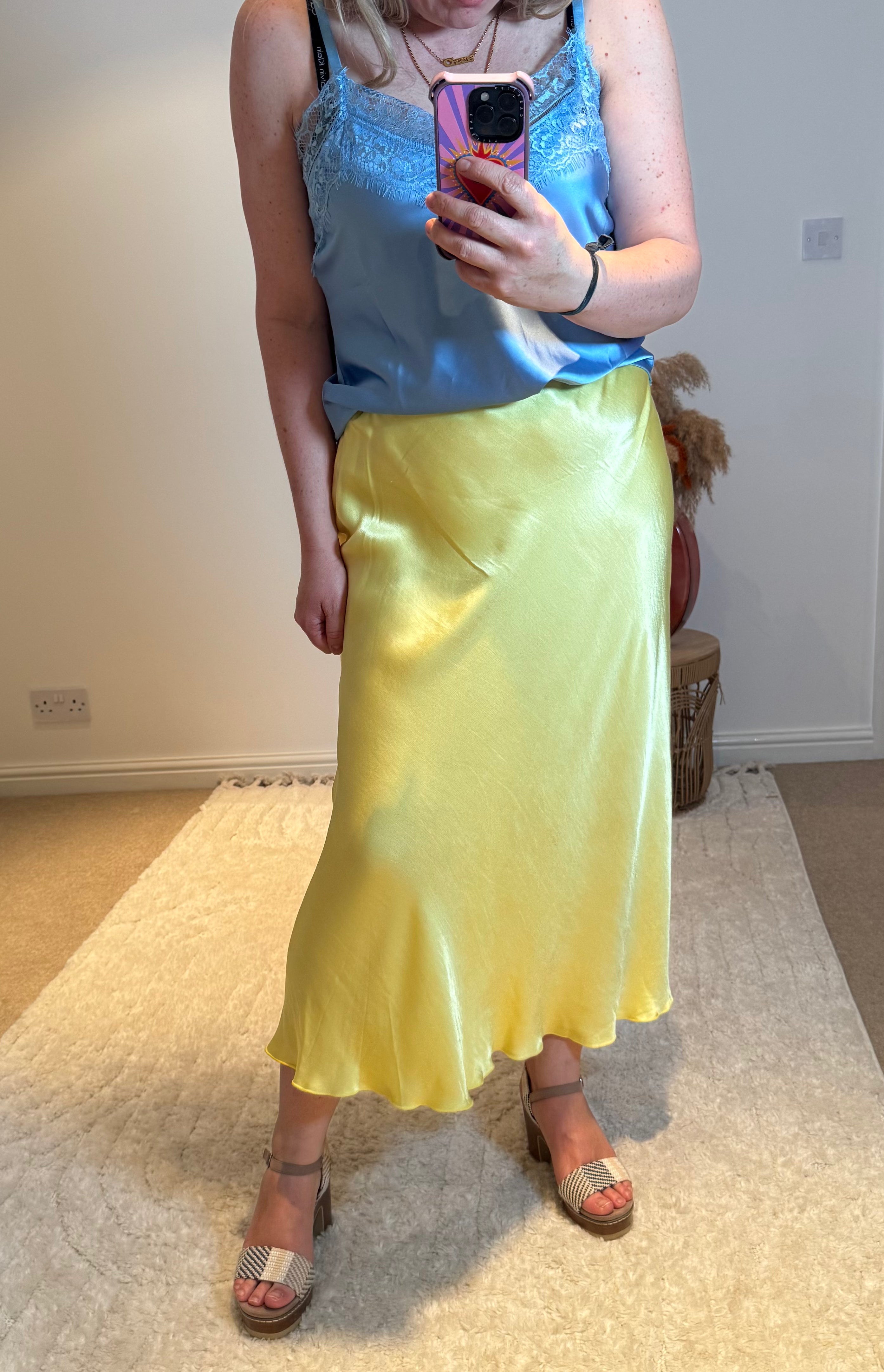Aurora Satin Skirt | Yellow