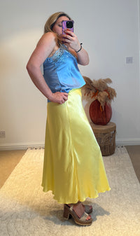 Aurora Satin Skirt | Yellow