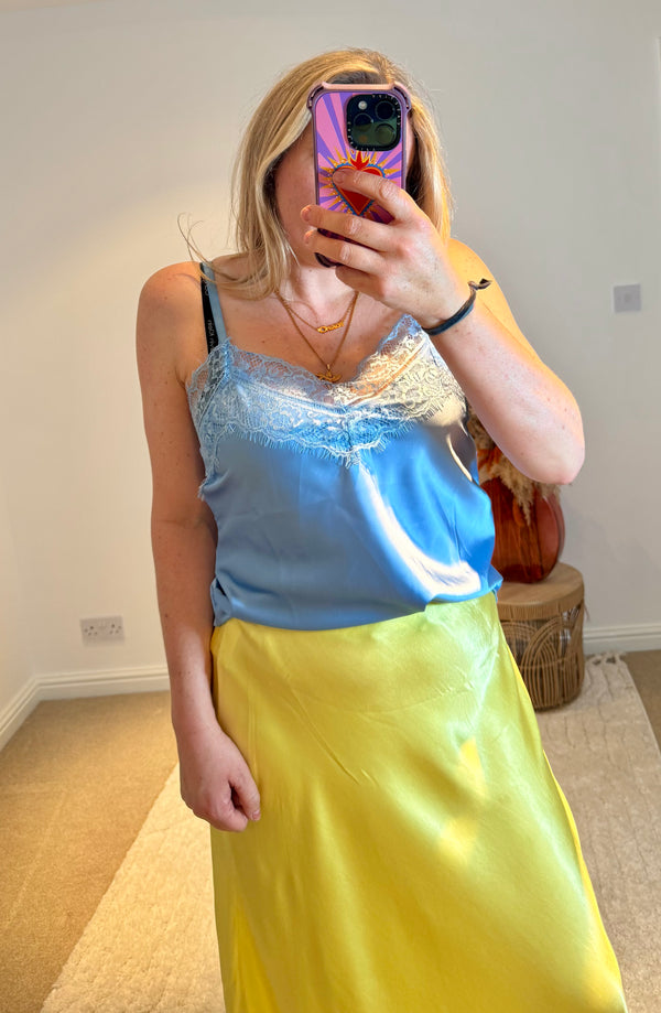 Lace Trim Swing Camisole | Light Blue
